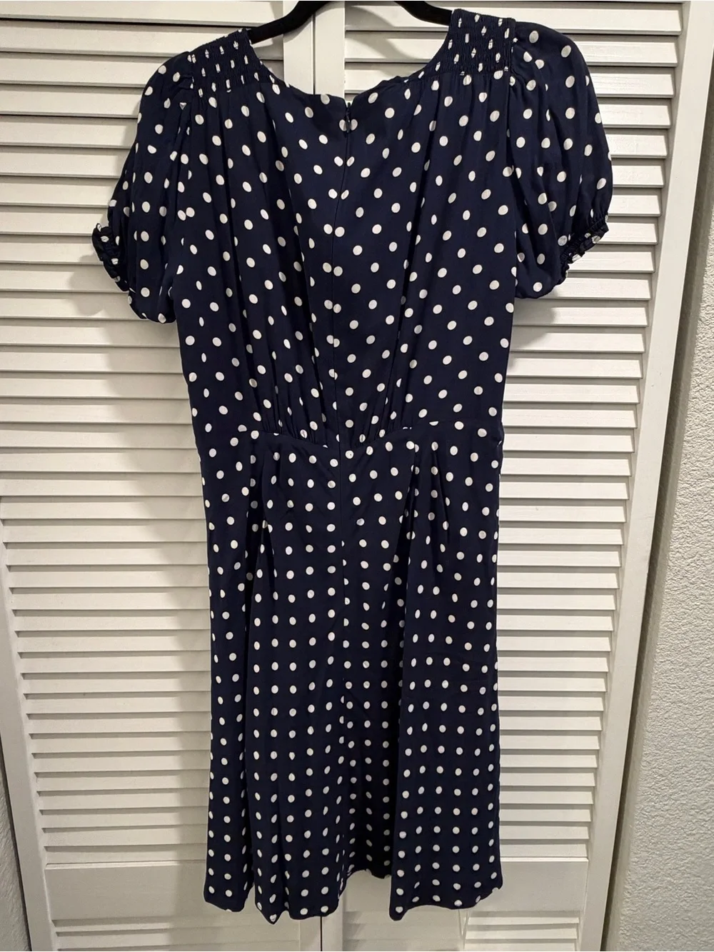 J.Crew Classic Navy Polka Dot Dress - Elegant V-Neck Women's Dress